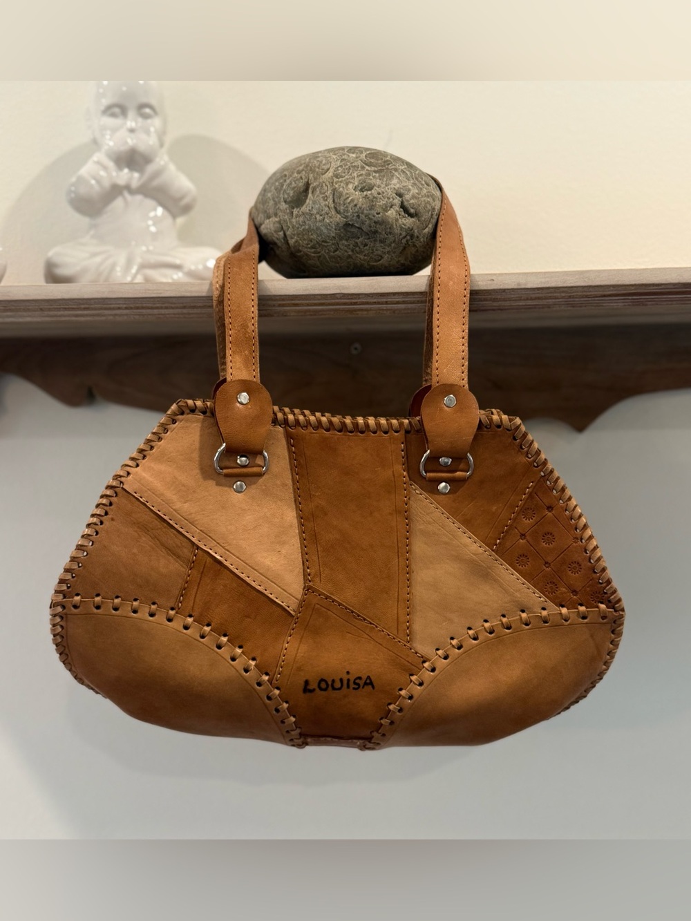 ✨ Stunning Vintage Louisa Leather Patchwork Shoulder Bag ✨